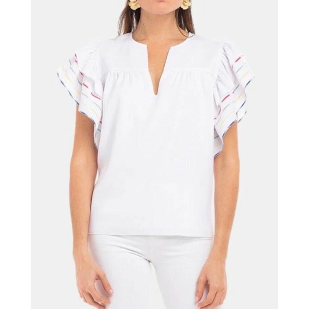 Anna Cate Becca V-Neck Ruffle Sleeve Top S
